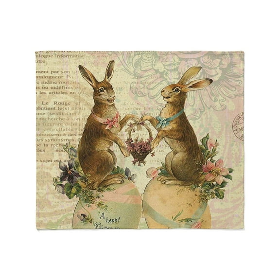 CafePress - Vintage French Easter Bunnies Throw Blanket - Soft Fleece Throw Blanket, 50"x60" for All Ages