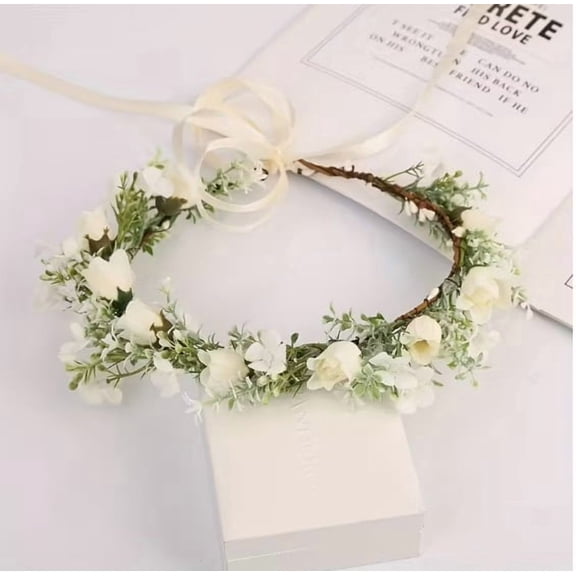 Girls Multi Flower Rose Wreath Hair Crown for Kids Birthday Party Wedding Photoshoot Accessory