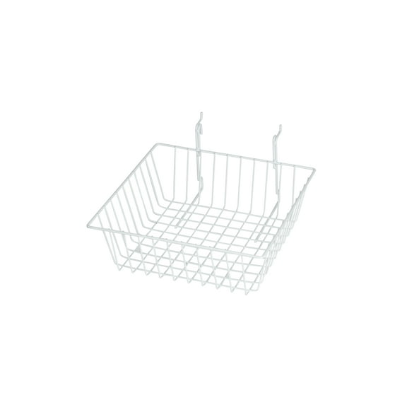 SSWBasics 12" x 12" x 4" White Mini Grid Basket for Slatwall & Wire Grid