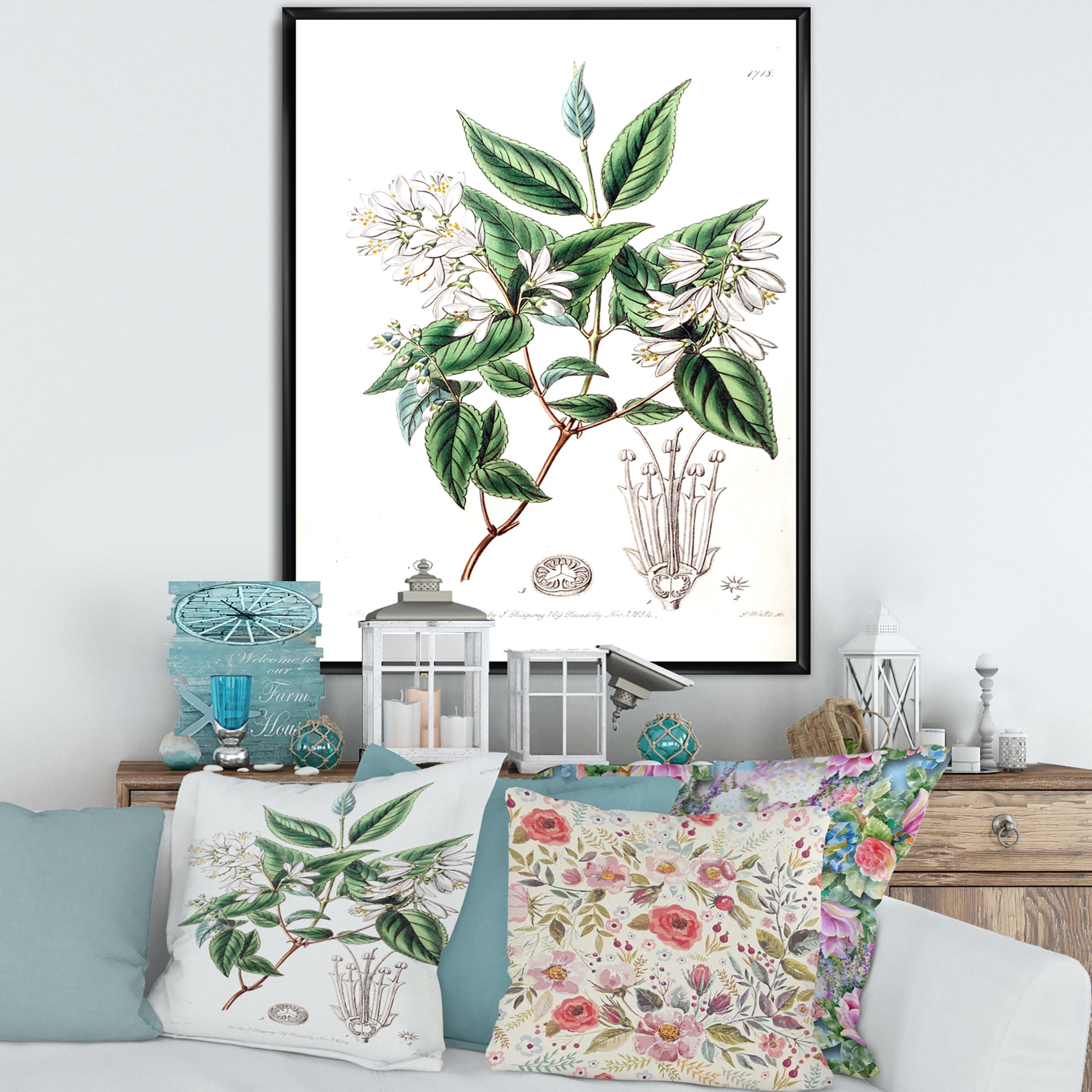 Designart 'Ancient Botanicals X' Traditional Framed Canvas Wall Art Print