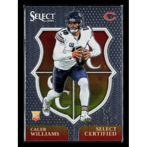 Collectible 2025 Panini Select Certified Caleb Williams #1 RC Chicago Bears Football Card Chicago Bears NFL Football Trading Card