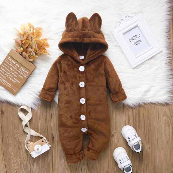 Yidarton 9-12M Autumn And Winter Infants Mao Mao Long Climbing Clothing Single-breasted Hat Long Leg Long Sleeve Ha Clothes Baby Bag Fart Clothing