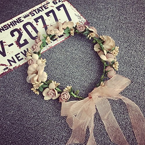 Bridal Flower Garland Headband Flower Crown Hair Wreath Halo 