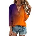 thumbnail image 4 of Trendy Graphic Tees for Women 2024 Plus Size Button Down V Neck 3/4 Sleeve Tunic Tops Cotton Summer Loose Casual Shirts S-4XL, Orange, XXXL, 4 of 4