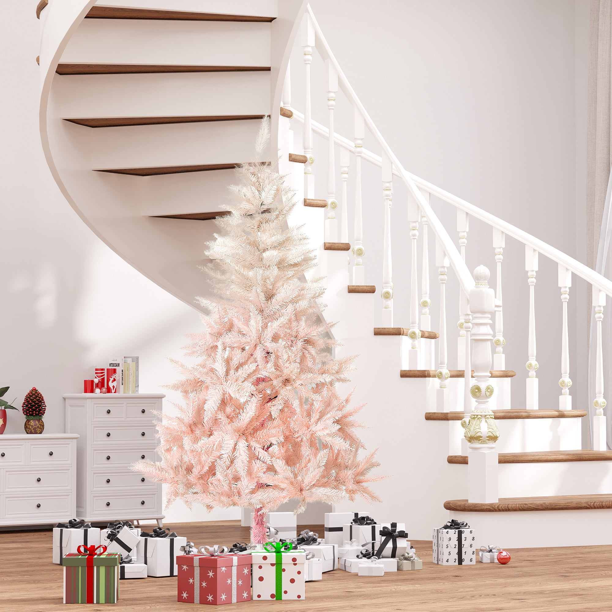 7ft Unlit Full Christmas Tree 1000 Tips Auto-Open Branches Flame Retardant Indoor Decor