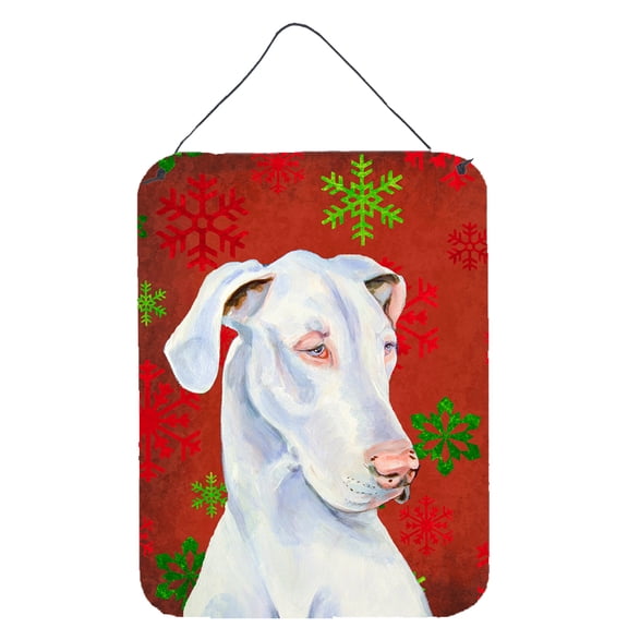 Carolines Treasures LH9311DS1216 Great Dane Red and Green Snowflakes Holiday Christmas Wall or Door Hanging Prints