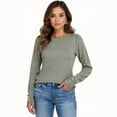 thumbnail image 5 of Fshiont Womens Sweaters Fall Fashion 2025 Long Sleeve Button Cuff Soft Knit Pullover Trendy Tops Dressy Casual Blouses Light Gray 2XL, 5 of 5