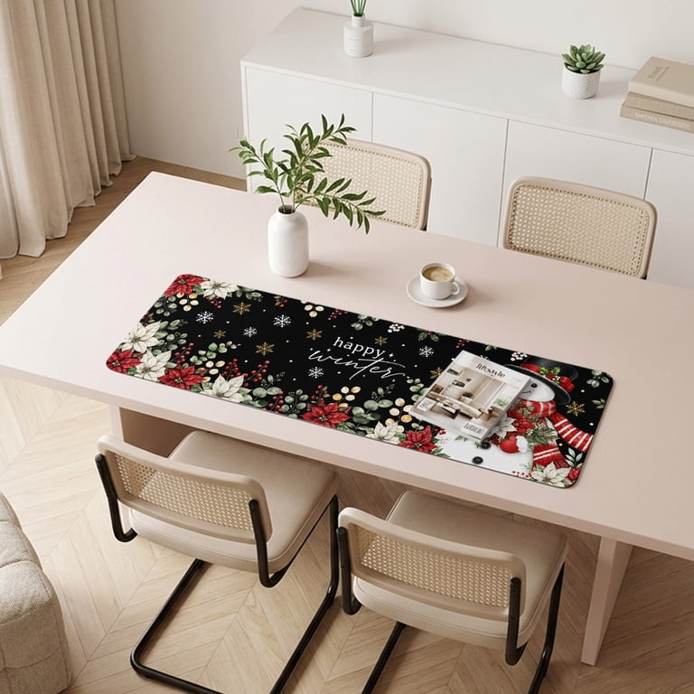 Happy Winter Heat Insulation Mats for Countertop Christmas Black ...