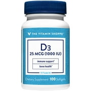 Vitamin D3 1000IU Softgel, Supports Bone Immune Health, Aids in Cellular Growth Calcium Absorption, Gluten Free Once Daily Formula (100 Softgels) by The Vitamin Shoppe