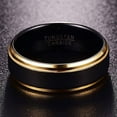 thumbnail image 4 of Vakki 8mm Tungsten Rings with Gold Beveled Edges for Men Women Brushed Center Wedding Band, 4 of 5