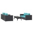 thumbnail image 3 of Modway Convene 4 Piece Set Outdoor Patio with Fire Pit in Espresso Turquoise, 3 of 9