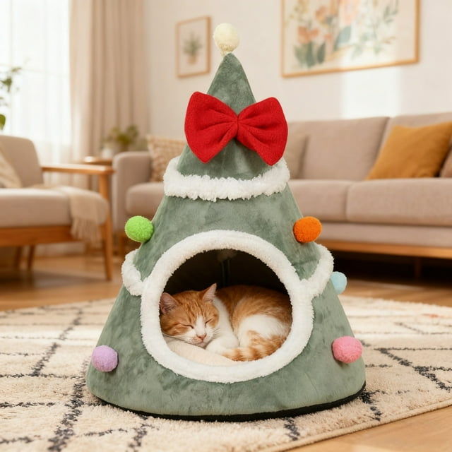 BotaniNest Indoor Cat Semi Enclosed Winter Shape Cat For Small Medium Large Breeds Living Room Bedroom Balcony Playing Resting