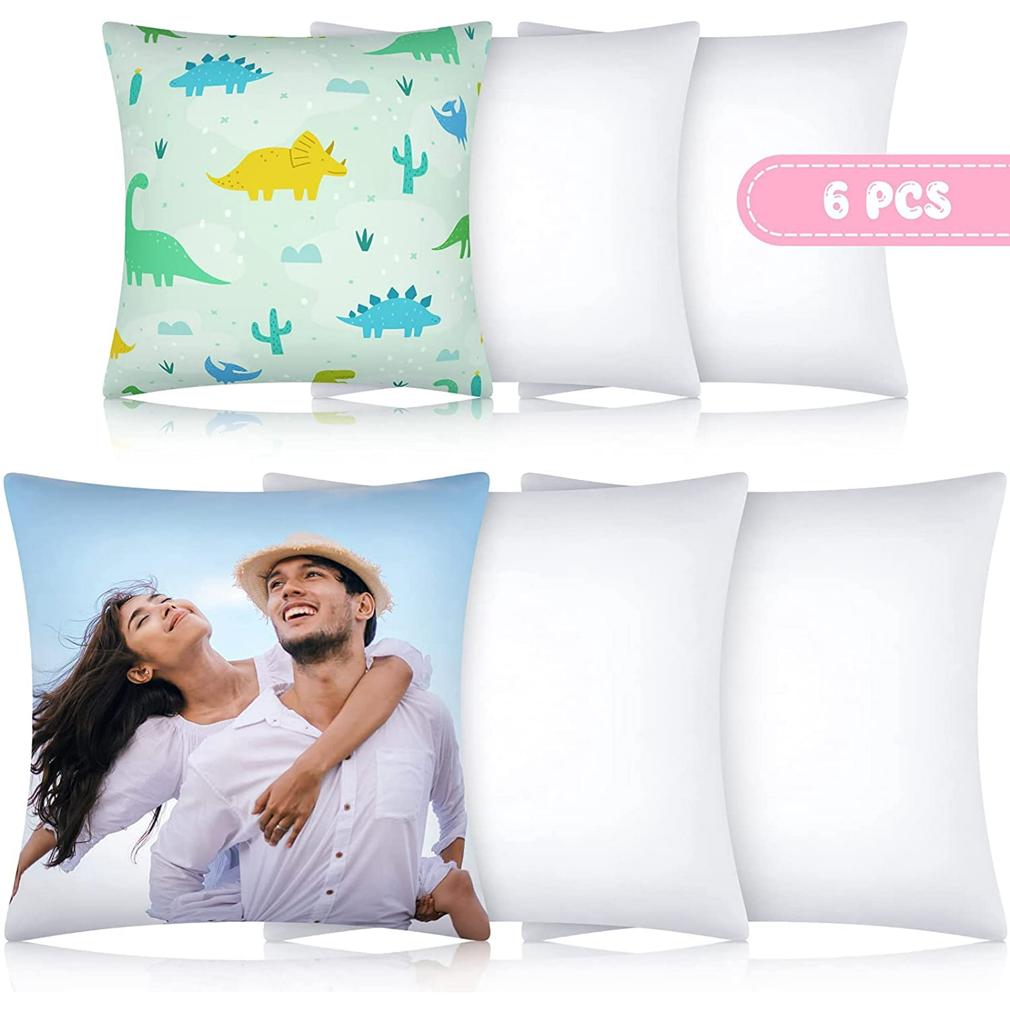 6 Pieces White Sublimation Blanks Pillow Covers Soft Heat Transfer Polyester Peach Skin Panel Pillow Case Cover DIY Heat Press Printing Cushion with