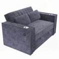 thumbnail image 3 of Modern Dark Gray Corduroy 2-Seat Sofa with Cup Holders and USB - 59"x34"x33"H, 3 of 8