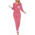 thumbnail image 3 of SWOMOG Ensemble de Pyjama pour Femmes, Haut à Manches Longues avec Pantalon, 2 Pcs, Vêtement de Nuit, Ensemble de Pyjama en Modal Doux, 3 of 6