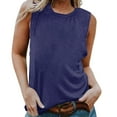 thumbnail image 2 of Tittly Vest for Women Tank Tops Women's Summer Sleeveless Tank Top Loose Fit Casual Crew Neck T Shirts Basic Tee Tops Vest Tops for Women Womens Tops Sky Blue L, 2 of 5