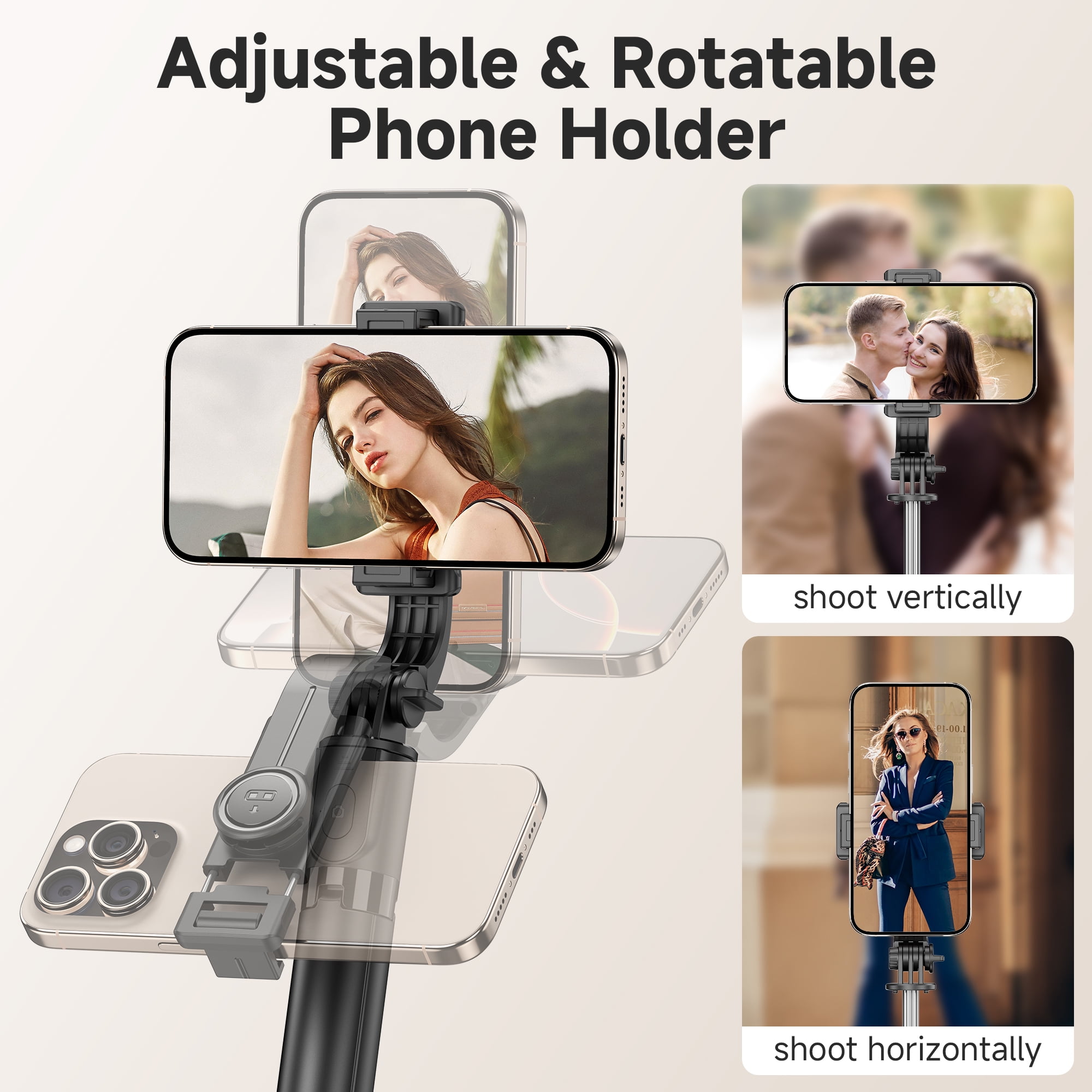 Portable Selfie Stick Tripod, 4 in 1 Extendable Phone Tripod Stand with Detachable Wireless Remote & Phone Holder 360°Rotating Mini Travel Tripod Compatible with iPhone 16/15/14 Pro Max/Android/Gopro