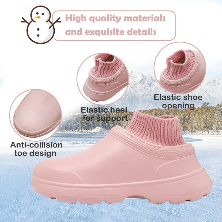 Fur Lined Clogs for Women Winter Warm Plush House Slippers Waterproof  Non-slip Garden Shoes Indoor Outdoor Mules