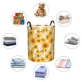 thumbnail image 4 of Fotbe White Marble Pattern Sunflower Cesto de Ropa con Asas, Cesto Impermeable de Gran Capacidad, Bolsa de Lavado para Dormitorio, Cesto de Ropa con Ruedas y Asas-Small, 4 of 6