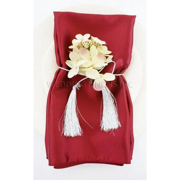 Wedding Linens Inc.(10pcs) 20'' x20" Satin Table Napkins for wedding Party Decoration events - Burgundy
