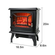 UbesGoo 1400W Free Standing Electric Fireplace Heater Fire Stove Flame Wood Log Portable