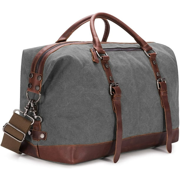 BAOSHA Canvas PU Leather Travel Tote Duffel Bag Carry on Bag