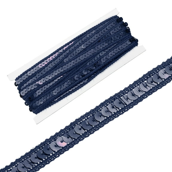 0.5 Inch x 5 Yards Sequin Ribbon Trim Strip for Crafts Embellishments, Navy Blue