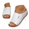 thumbnail image 3 of Womens Sandals Womens Platform Sandals Espadrille Wedge Strap Studded Open Toe under 15 Wedge Strap Wide for Women Size 11w Soft Size 8 Women's On Platform White 8, 3 of 9