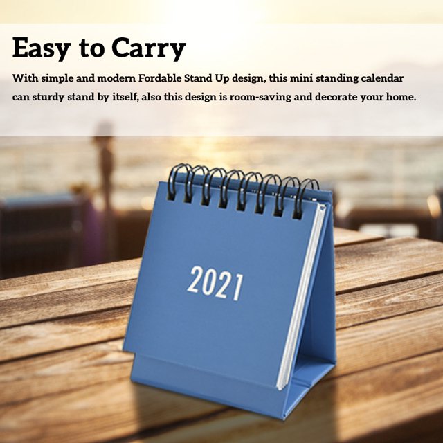 yingyy 2021 Mini Desktop Calendar Table English Schedule Planner Yearly Montly Schedule Planner Agenda Organizer, Blue