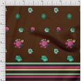 thumbnail image 1 of oneOone Cotton Silk Fabric Stripe & Floral Panel Printed Fabric 1 Yard 42 Inch Wide, 1 of 3
