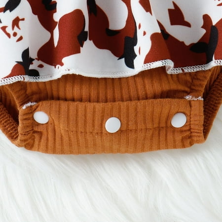 

Christmas Outfits For Toddler Girls Infant Girls Long Sleeve Ribbed Leopard Printed Ruffles Romper Newborn Bodysuits