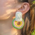 thumbnail image 5 of 2 pares de pendientes de rafia lindos pendientes de ratán pendientes de paja pendientes colgantes de verano para mujeres adolescentes y niñas, 5 of 5