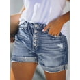 thumbnail image 3 of EMMIOL Women's High Waisted Rolled Denim Shorts Casual Ripped Summer Hot Shorts with Pockets Frayed Distressed Style, 3 of 6