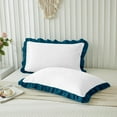 thumbnail image 2 of Ayanshi Bedding Dual Tone Ruffle Pillow Shams Queen Size Set of 2, 20X30 - Ruffled Design Pillow Cases Soft & Smooth - Luxurious Pillow Covers 20X30 - (White-Teal), 2 of 7