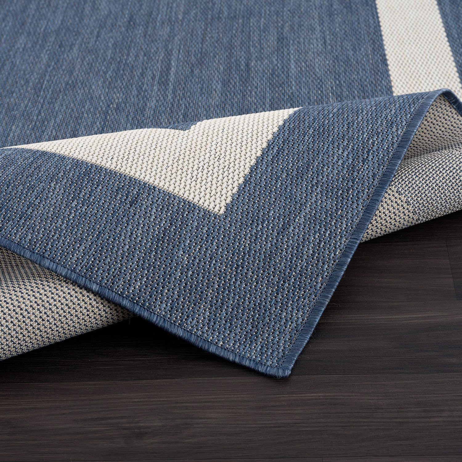 Outdoor Rug 5x7  Modern Outside Rugs For Patios Porches Waterproof Durable Washable Non-shedding Easy-to-clean Indoor Area Carpet (5 X 7 Bordered - Blue/white)