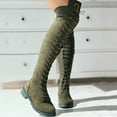 thumbnail image 5 of DMQUPV Women's Lace Up Over The Knee Boots, Round Toe Low Heel Side Zipper Long Boots,Green,Size 7, 5 of 7