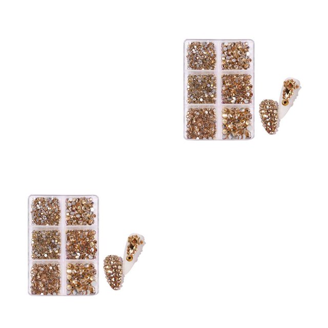 Minnieouse Nail Crystal Nails 6 Cajas Fondo plano Vidrio Transparente Color mezclado Flatback Nail Art Crafts DIY Bolsas de piedra Zapatos Type3 NO3