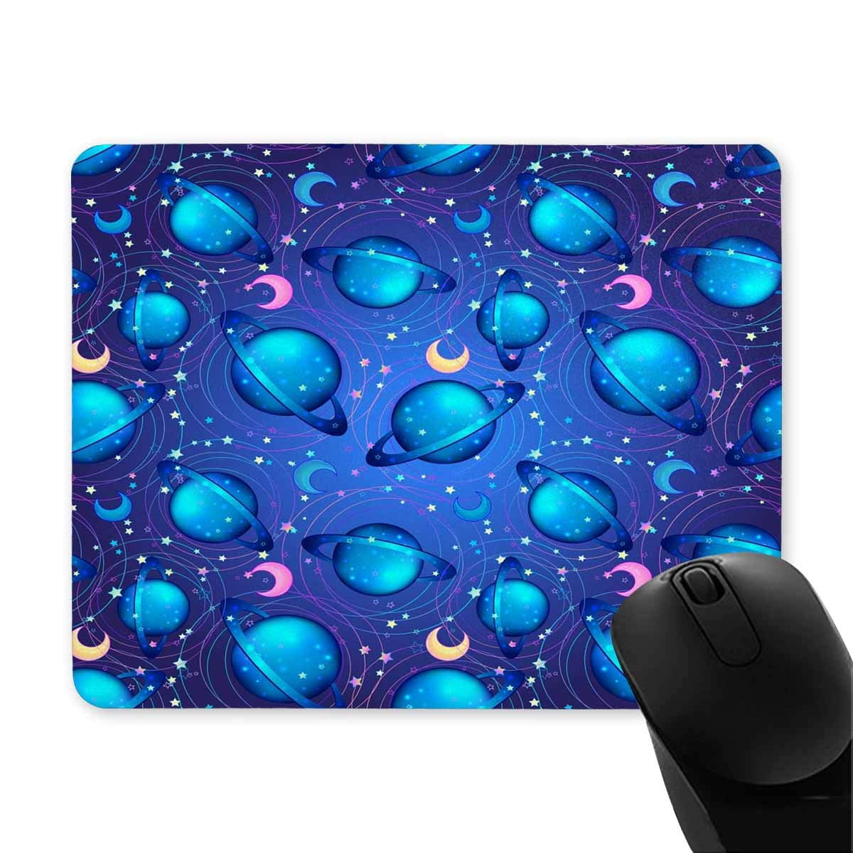 POP Gaming Mouse Pad Mat Home Office Saturn and Moon Stars in Night Sky
