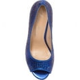 thumbnail image 4 of Lauren Lorraine Candie Blue Crystal Embellished Peep Toe Platform Formal Pump (9.5, Navy), 4 of 5