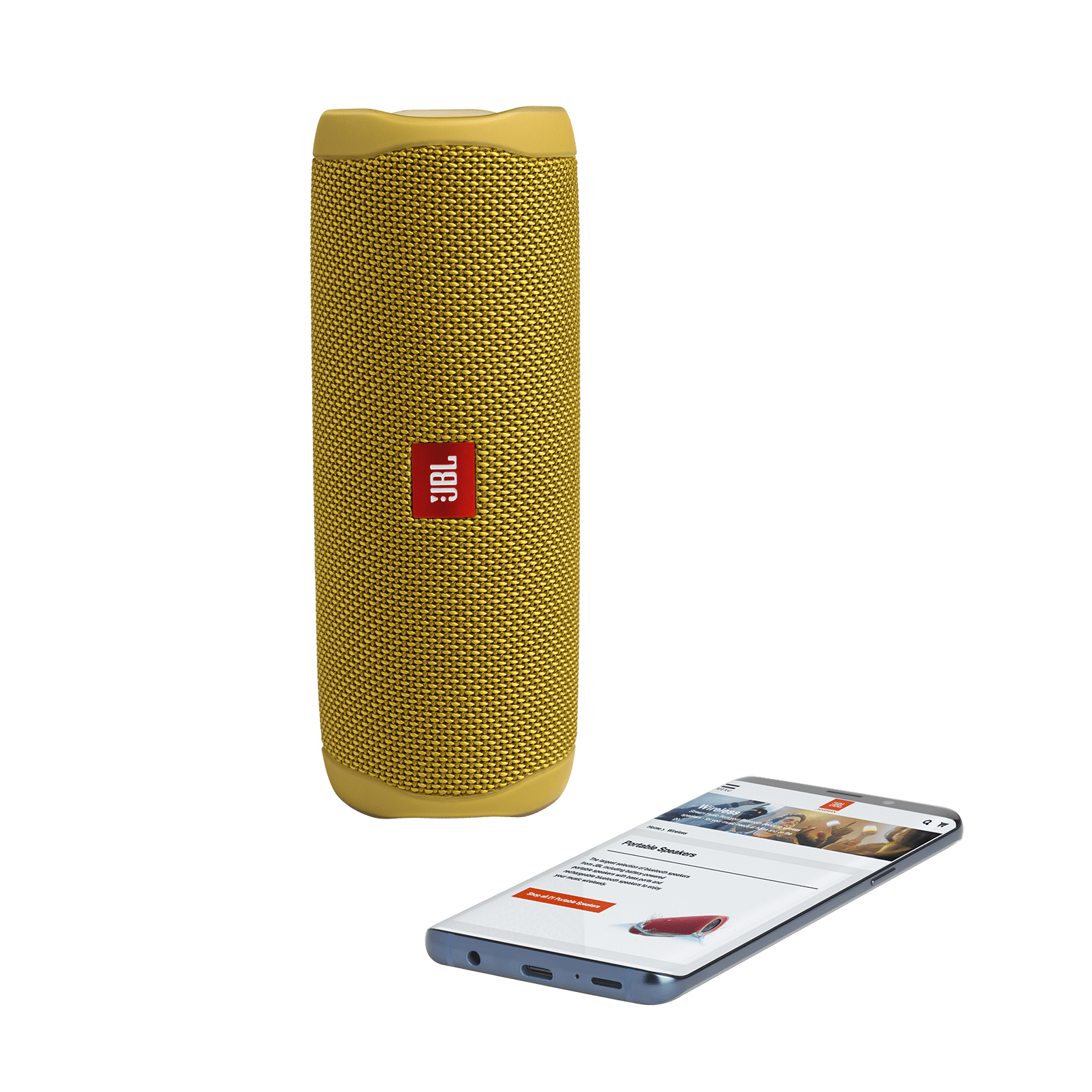Restored JBL FLIP 5 Portable Waterproof Speaker, Mustard Yellow