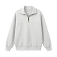 thumbnail image 7 of Womens Half Zip Pullover Sweatshirts Loose Solid Color Loose Half-ZipLong-Sleeved Turndowm Collar Tops, 7 of 7