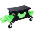 thumbnail image 3 of Rolling Mechanic Stool Green HDPE 300 Lbs Capacity Storage Trays Swivel Wheels & Lockable Casters Mechanic Seat, 3 of 10