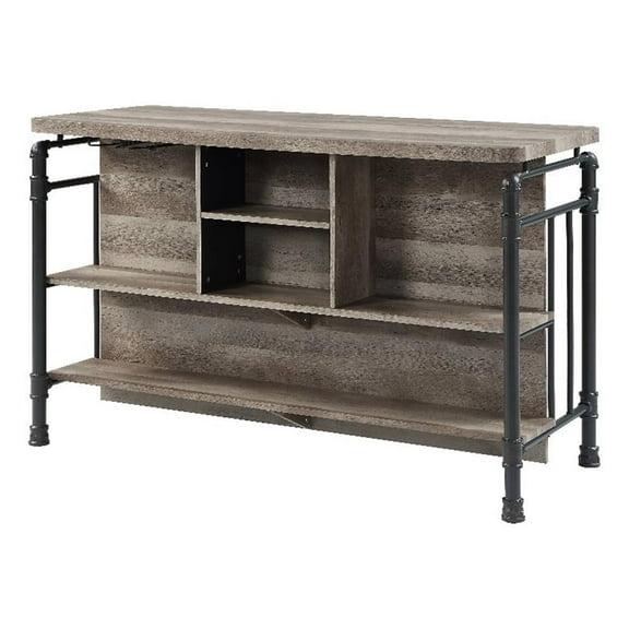 Pemberly Row Wooden 5 Shelves Kitchen Island in Antique Oak and Sandy Gray