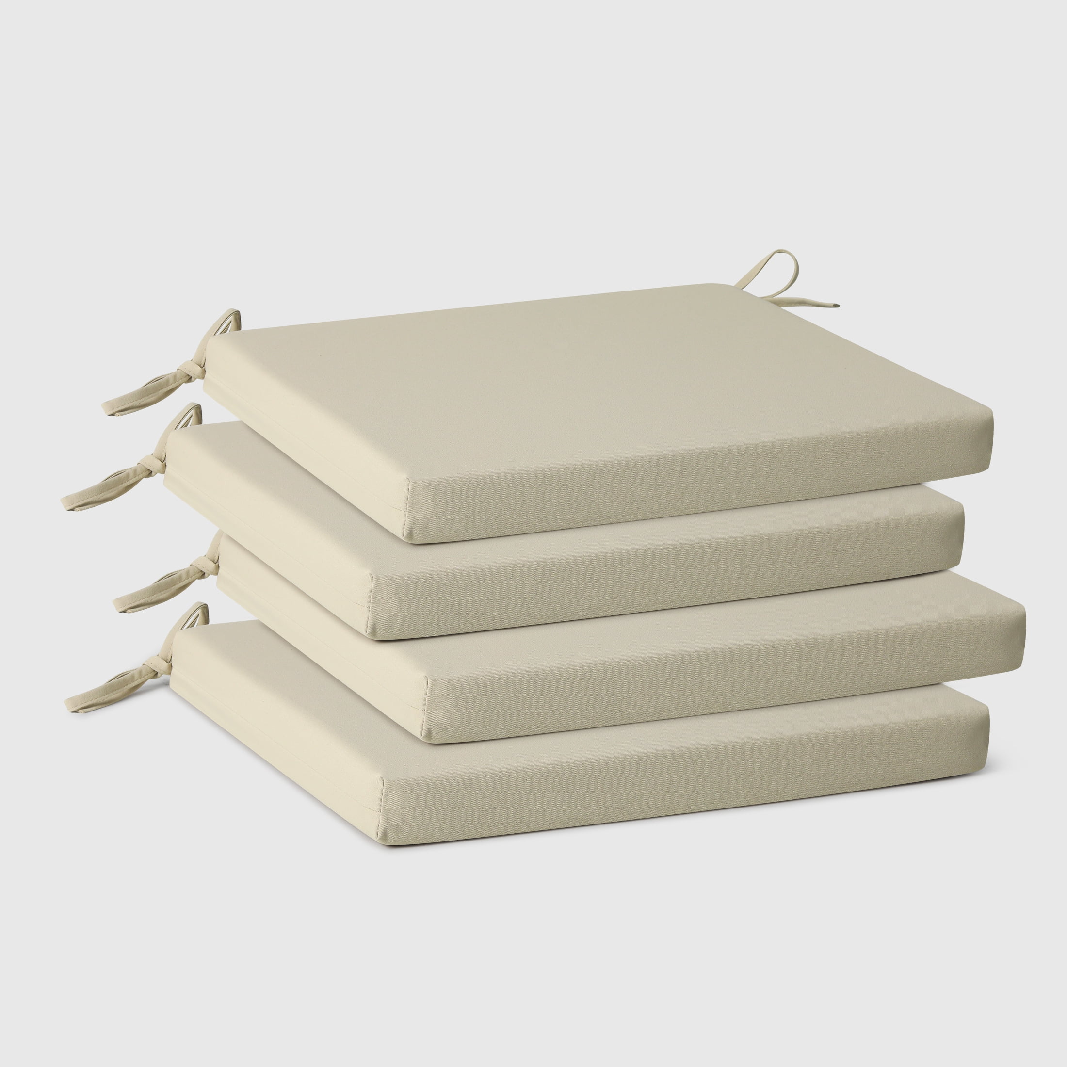 WestinTrends Solace Outdoor Patio Kitchen Dining Chair Square Seat Cushions Set of 4, 18" x 18", Beige