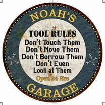 NOAH'S Garage Rules 12" Round Metal Sign Garage Bar Wall Décor 100140015096