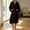 Black, variant on MGDXOX Women Cable Knit Fuzzy Hooded Bath Robe, Soft Fluffy Mid Length Loungewear Robe with Pockets & Self Tie Belt, Cozy Warm Sleep Robe for Shower Spa All Seasons Pink L
