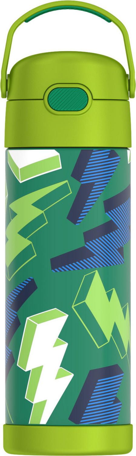 Thermos Kids Bouteille d'eau isotherme en acier inoxydable avec bec verseur et couvercle, 470 ml, Lightning Bolt 16 oz/473 ml sans BPA