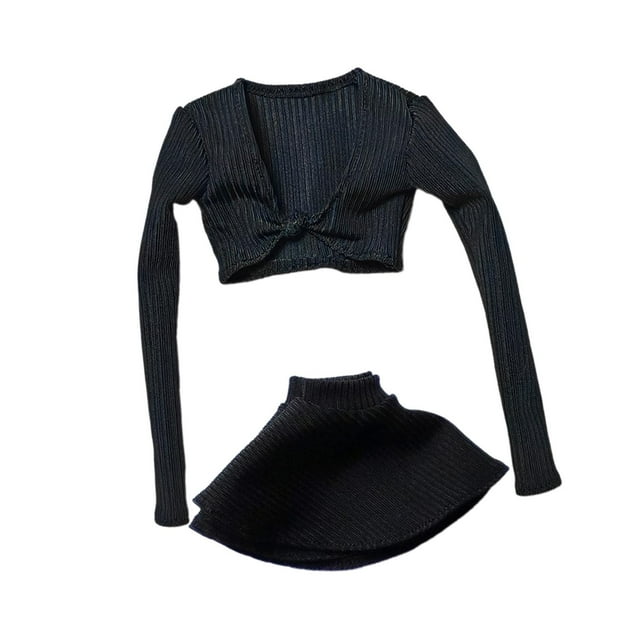 Camisa y falda recortadas Strade Fareast Limited vestido Retro elegante para muñecas de 12 pulgadas 1/12 negro