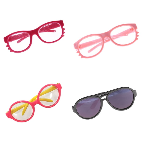 Juego de gafas de sol para muñecas de niña de 18 pulgadas, gafas con montura redonda sólida, accesorios para trajes, accesorios para muñecas americana Macarena Gafas de sol con forma de muñeca de 18 pulgadas