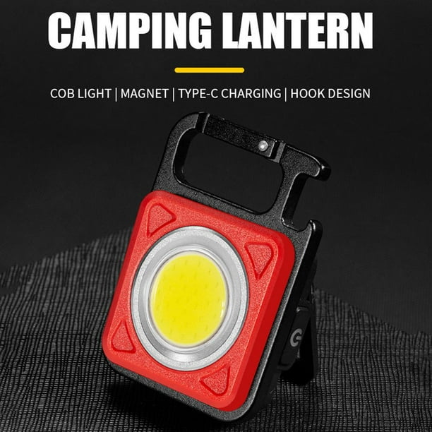 Linterna de llavero LED 500 lúmenes Luz de trabajo para acampar al aire libre (rojo + caja)